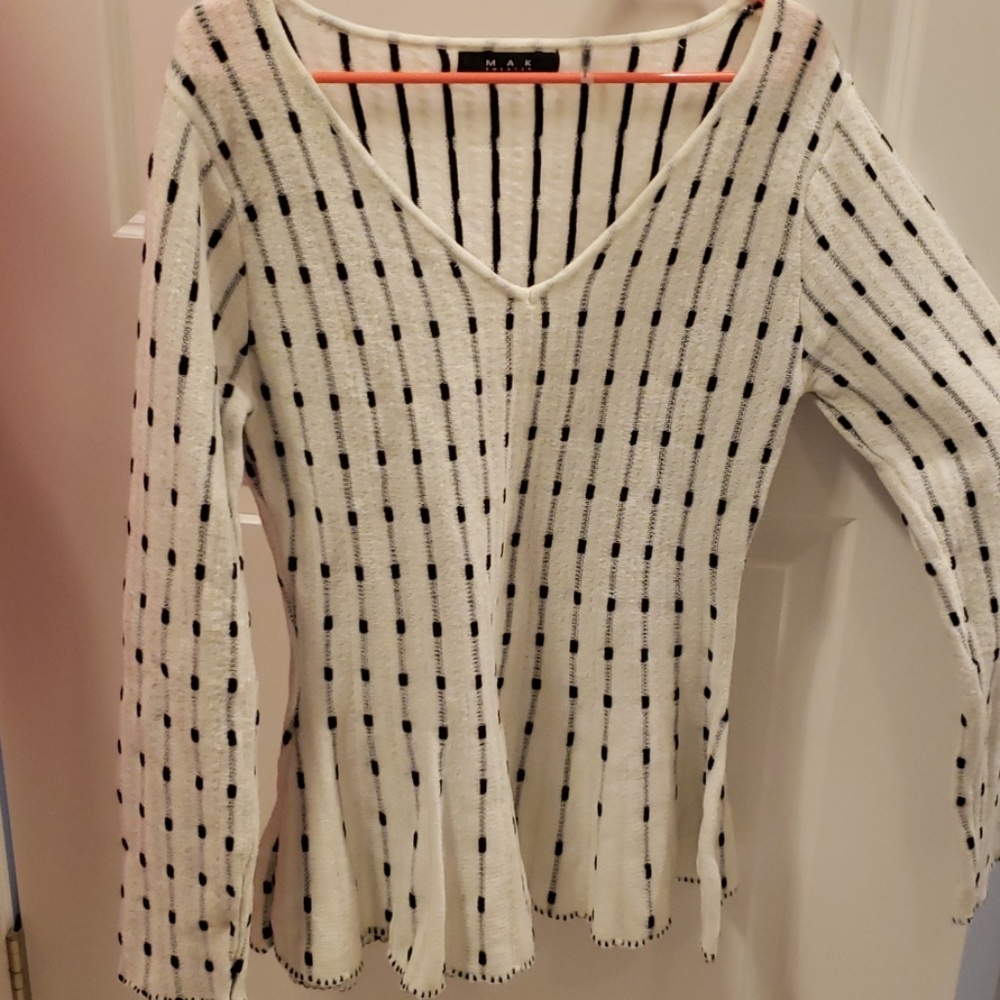 White with black dots peplum sweater